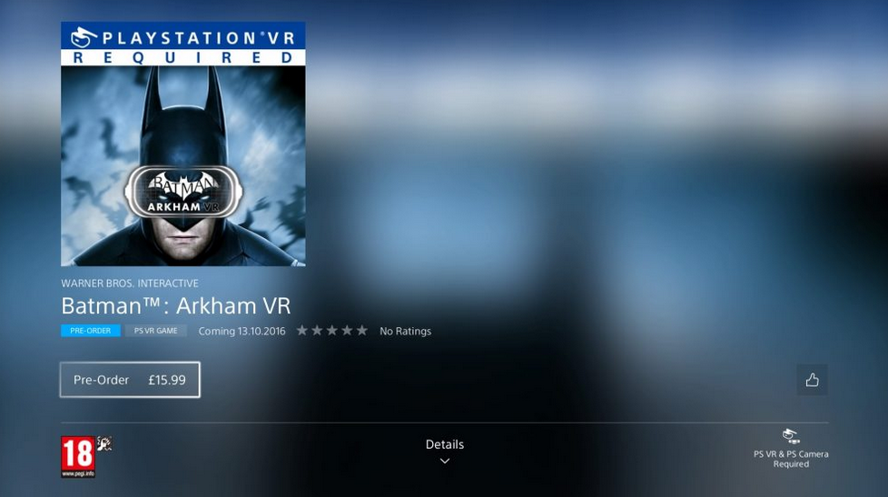 备受期待的PSVR游戏大作《蝙蝠侠：阿卡姆VR》已上线PS Store