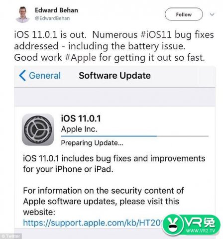 电池杀手iOS 11终于迎来更新：修复包括耗电在内部分bug