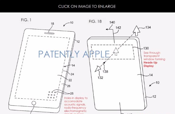 苹果获得AR新专利 为iPhone显示屏增加AR平视窗口