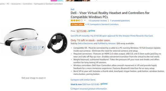 亚马逊Windows MR头盔50%最大幅降价：最低到达200美元
